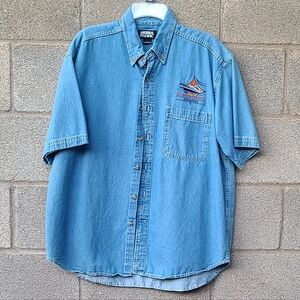 90s Sierra Pacific Blue Denim Oversized Men's Shirt Bahamas Oversized Size L